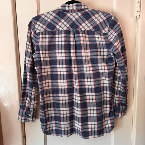 Ladies J Crew Long Sleeved Pull Over Shirt‎ Size XS Petite LIghtweight Plaid - Picture 2 of 5